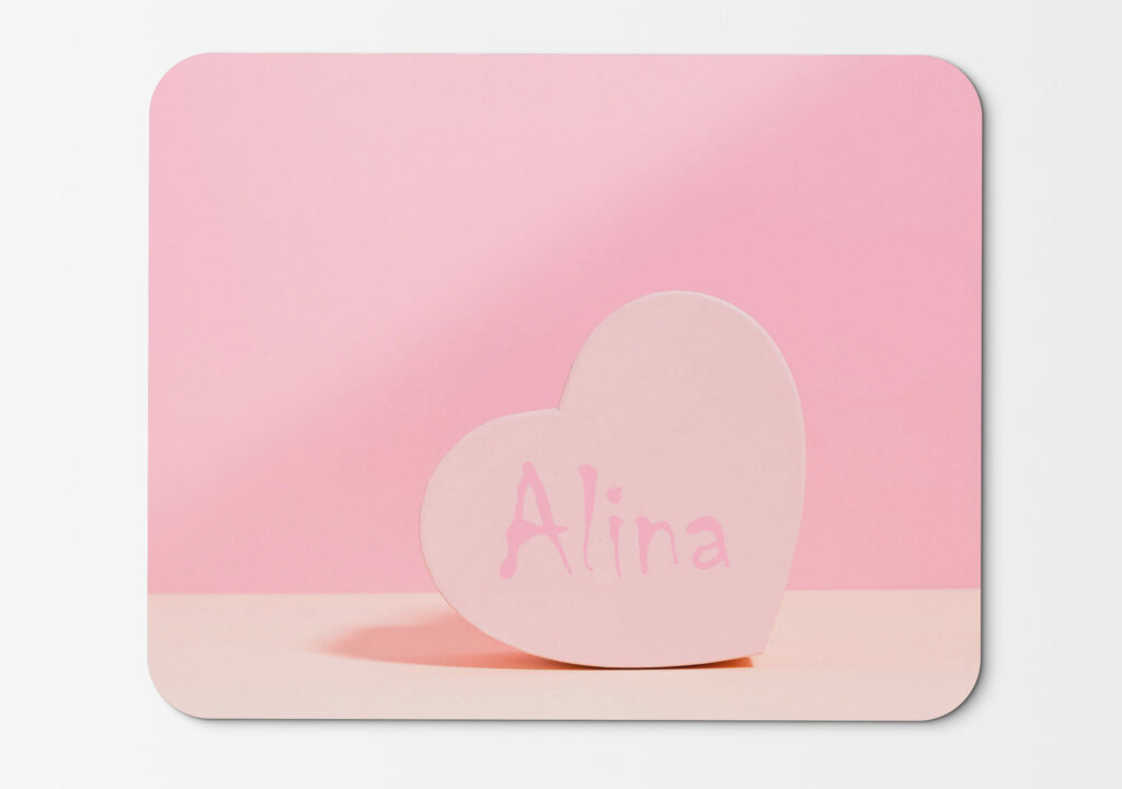 Mouse pad personalizat cu inimioara si nume
