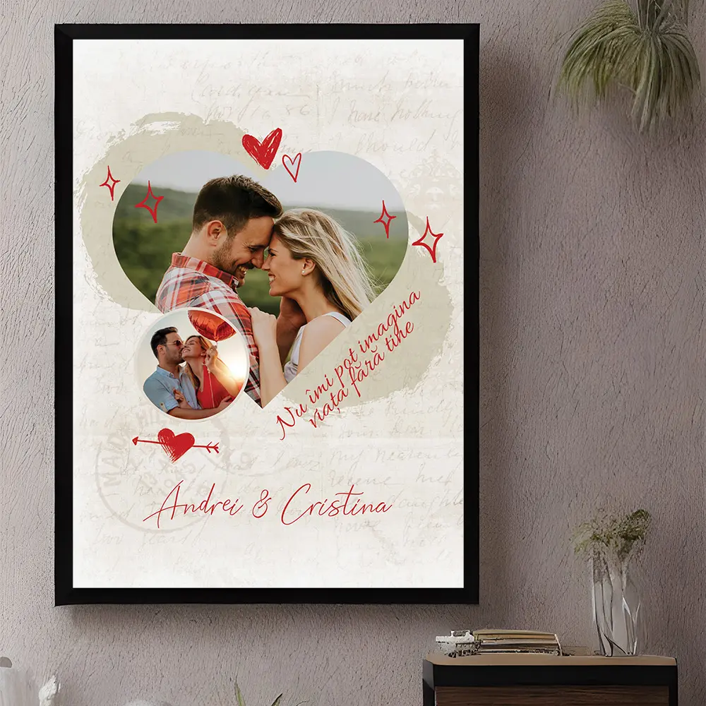 Tablou personalizat cuplu Heart and circle