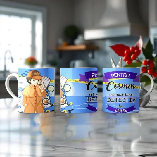 cana personalizata pentru detectiv